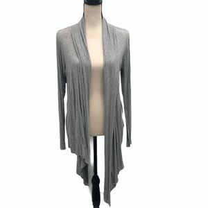 FRENZII OPEN FRONT WATERFALL LIGHTWEIGHT CARDIGAN GRAY SIZE MEDIUM